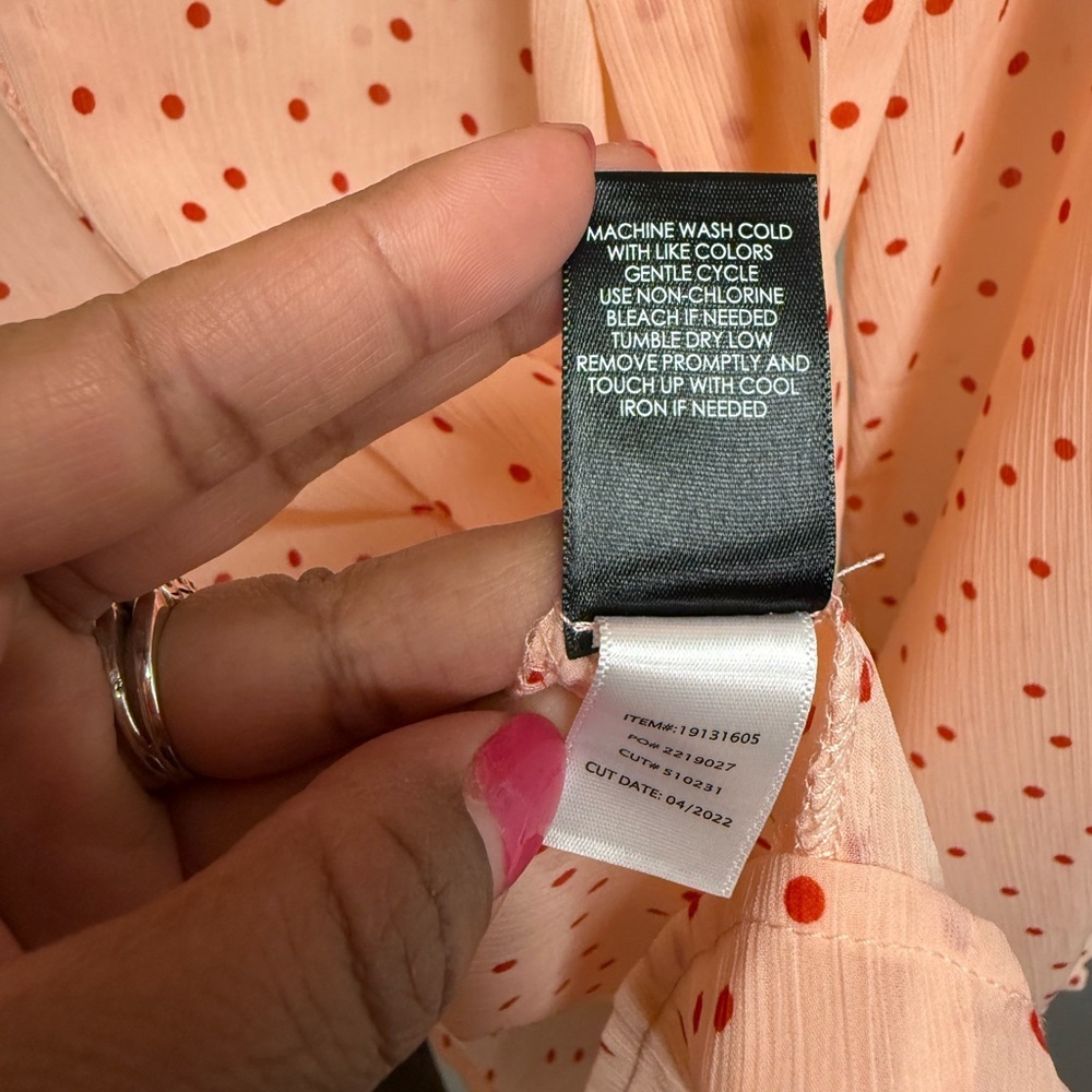 torrid Pink Polka Dot Tie-Neck Blouse with Red Dots - Picture 14 of 14